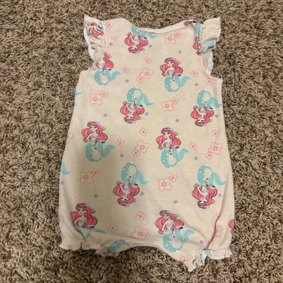 Disney Baby The Little Mermaid Romper 12 Months Pink Ariel Graphic Ruffle Sleeve - Picture 3 of 3